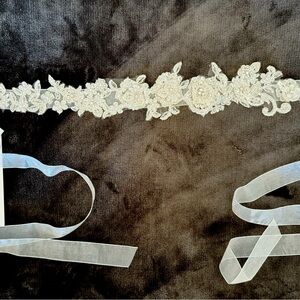 Floral lace and crystal wedding sash. Brand new. Never worn.